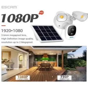 Home Security Camera Solar Powered 1000LM Floodligh