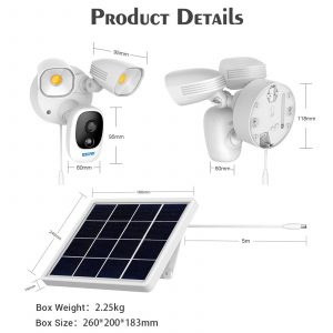 Home Security Camera Solar Powered 1000LM Floodligh